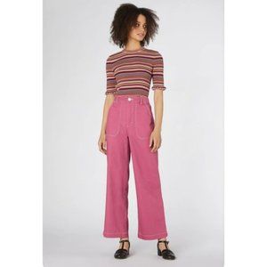 PRINCESS HIGHWAY Angie Hot Pink High Waisted Wide Straight Leg Jeans